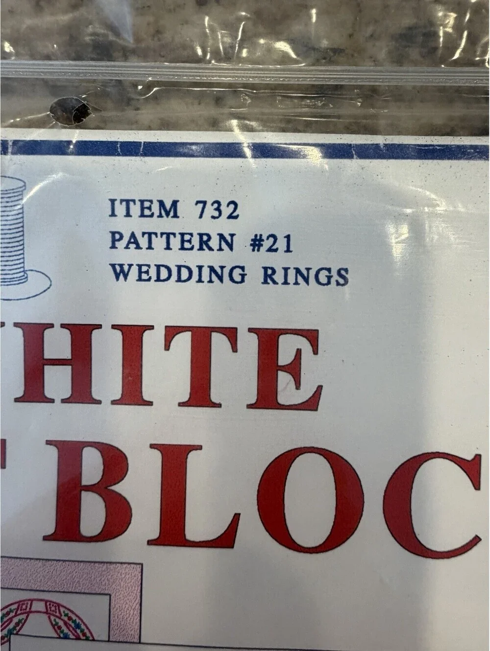 Vtg Jack Dempsey White Quilt Blocks 18” Wedding Rings #21 Rare New